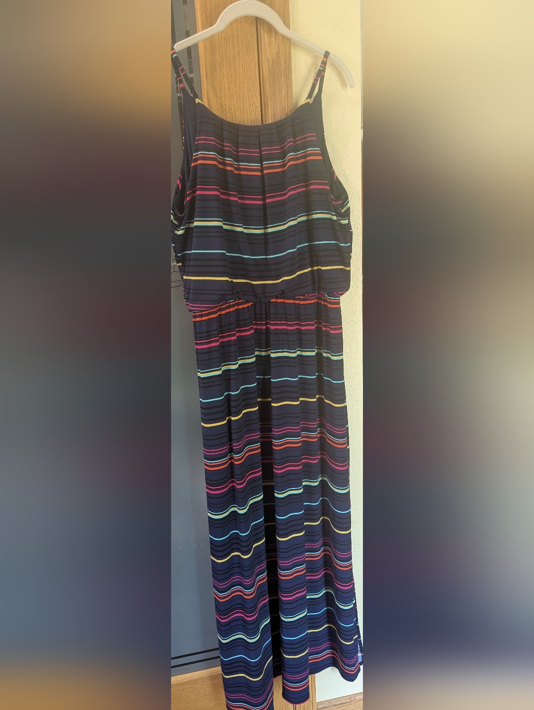 Maurices Navy Maxi Dress With Multicolor Stripes